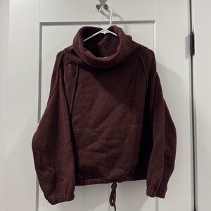 Anthropologie Field & Flower Maroon Cowl Neck Kangaroo Pocket Sweater Sz  large